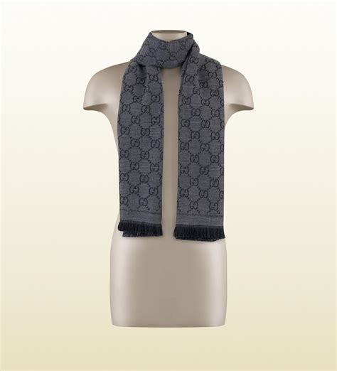 gucci gg jacquard pattern knit scarf